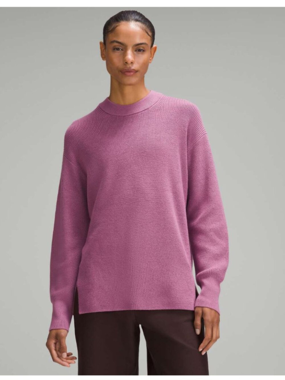 Lululemon Merino Wool-Blend Ribbed Crewneck Sweater Velvet Dust